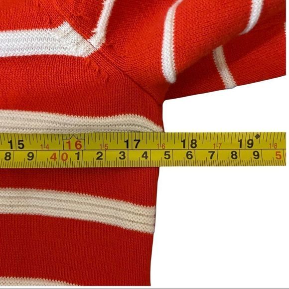 DALIA Red/White Stripe Long Sleeve Crew Neck Sweater with Shoulder Buttons Small - Picture 6 of 7